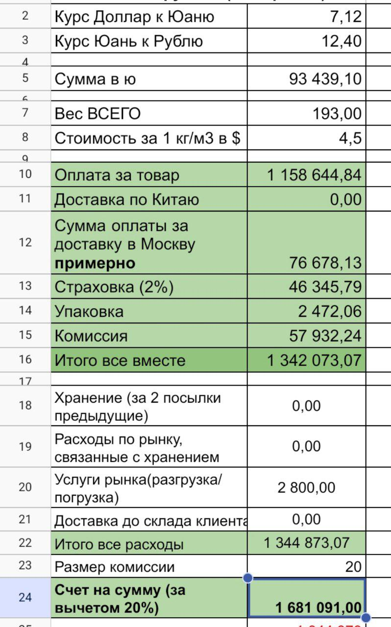 Калькулятор стоимости логистики