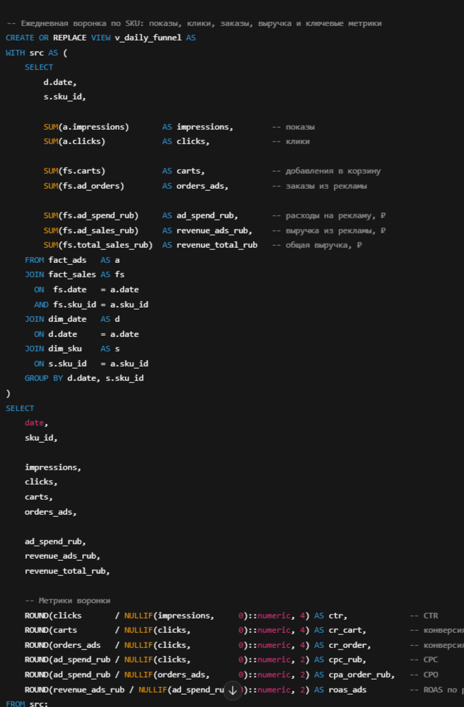 Расширенная версия SQL-отчёта